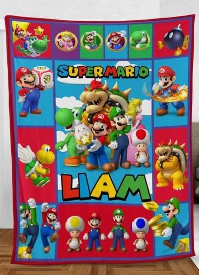 Personalization Super Mario Bros Blanket, Mario Bros, Game Blanket Blanket, Xmas Gifts