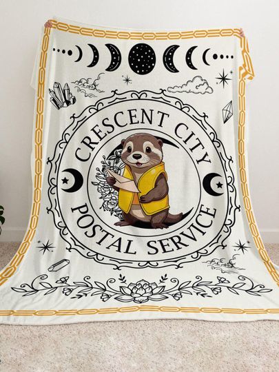Discover Crescent City Postal Service Blanket, House of Earth and Blood, Lunathion, Otter Crescent City Fleece Blanket, Sarah J Maas, Crescent City