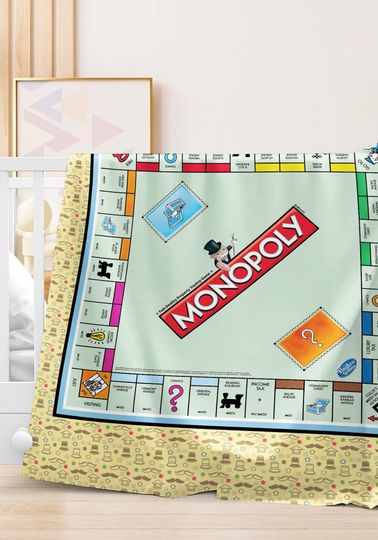 Discover Board Game Monopoly Blanket, Monopoly Fleece Blanket, Monopoly Board Game Birthday Gifts, Monopoly Game Christmas Gifts For Kids