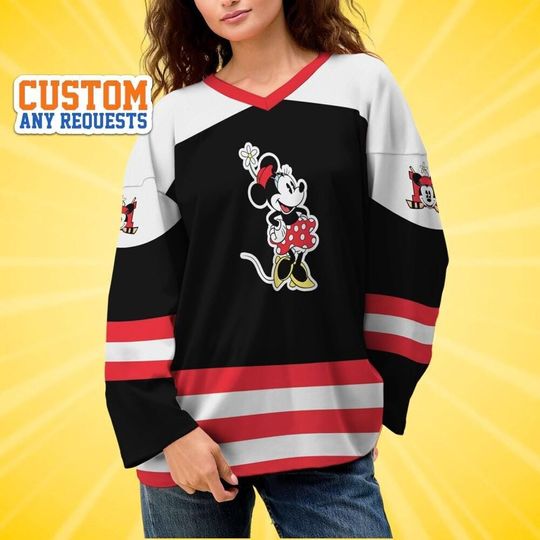 Discover Custom Classic Minnie Color Hockey Jersey, Disney Baseball Jersey Sports, Cute Birthday Gifts For Fans, Disneyland Family