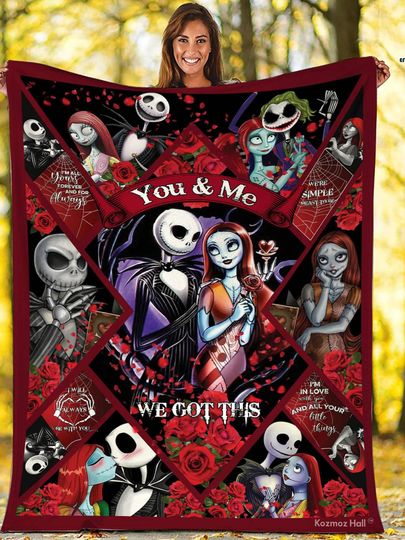 Nightmare Before Christmas Fleece Blanket, Jack and Sally Couple Blanket
