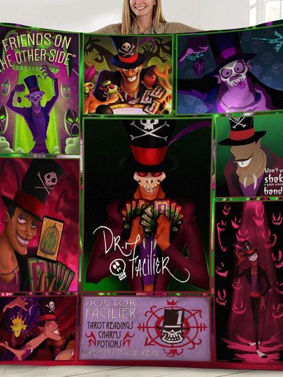 Discover Dr. Facilier Fleece Blanket, Villain Sofa Blanket, Bed Decor, Magic Kingdom, Throw Blanket