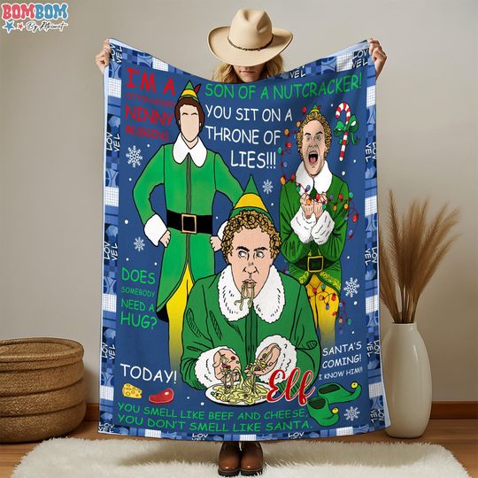 Buddy the Elf Christmas Blanket, Christmas Movie Blanket, Elf Movie Blanket