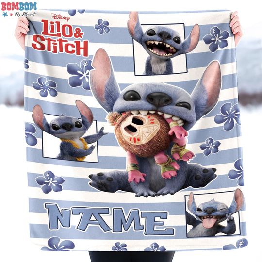 Discover Personalized Stitch Blanket, Disneyland Stitch Blanket, Stitch Birthday Gifts, Stitch Blanket For Kids, Custom Name Blanket