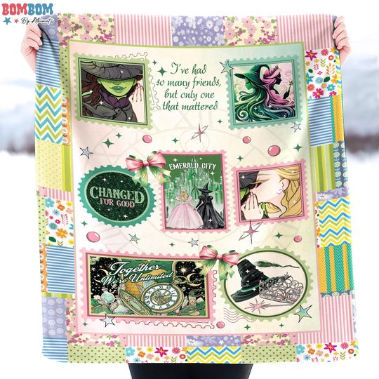 Wicked Changed For Good Blanket, Wicked The Musical Glinda and Elphaba Blanket