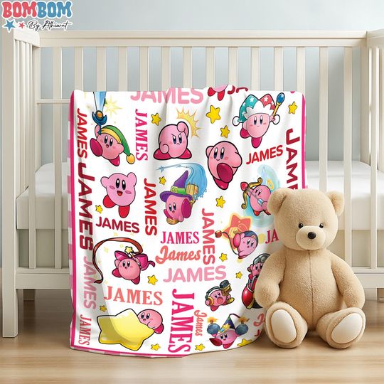 Discover Personalized Kirby Blanket, Kirby Fleece Blanket, Kirby Sofa Blanket, Kirby Birthday Gift, Christmas Gift