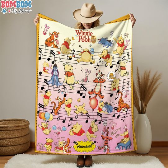 Discover Personalized Winnie The Pooh Blanket | Winnie The Pooh Blanket | Pooh Bear Blanket | Winnie Pooh Birthday Gifts | Christmas Gift For Kids