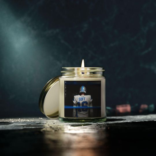 Discover Jared Goff Scented Candle: Football Fan Gift, Game Day Decor