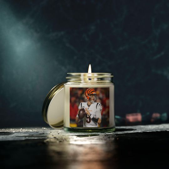 Discover Joe Burrow Scented Candle: Aromatic Football Gift, Game Day Decor