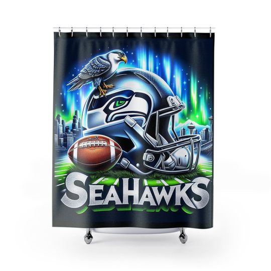 Seattle Football Shower Curtain - Sports Team Bathroom Decor, Game Day Gift, Football Fan Home Accessories, Unique Bathroom Art