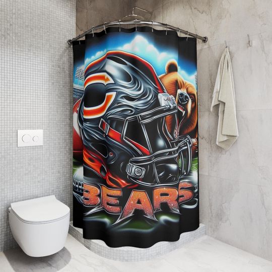 Chicago Football Shower Curtain - Sports Team Bathroom Decor, Game Day Gift, Football Fan Home Accessories, Unique Bathroom