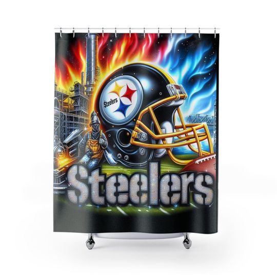 Pittsburgh Football Shower Curtain - Sports Team Bathroom Decor, Game Day Gift, Football Fan Home Accessories, Unique Bathroom Art