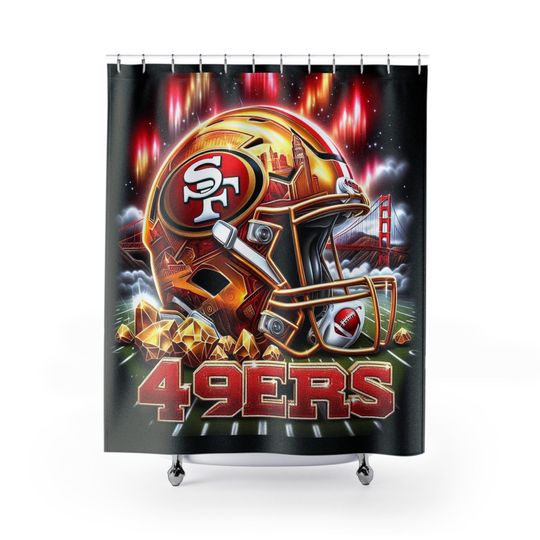 San Francisco Football Shower Curtain - Sports Team Bathroom Decor, Game Day Gift, Football Fan Home Accessories, Unique Bathroom