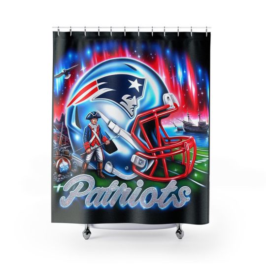 Discover New England Football Shower Curtain - Sports Team Bathroom Decor, Game Day Gift, Football Fan Home Accessories, Unique Bathroom