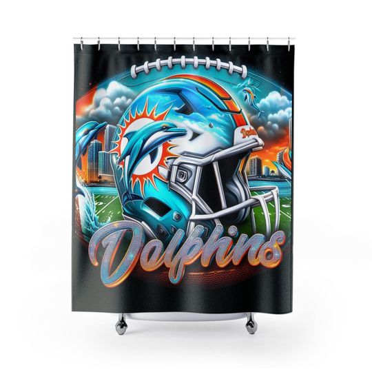 Miami Football Shower Curtain - Sports Team Bathroom Decor, Game Day Gift, Football Fan Home Accessories, Unique Bathroom