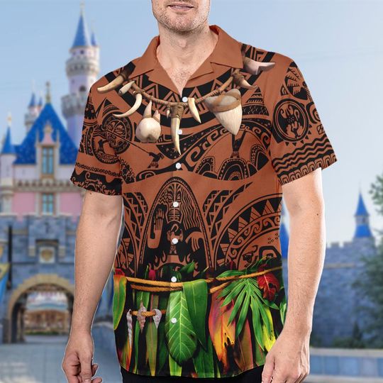 Discover Maui Moana Character Hawaiian Shirt, Maui Button Up Shirt, Moana Hawaiian Shirt, Maui Shirt Gift, Princess Movie Shirt