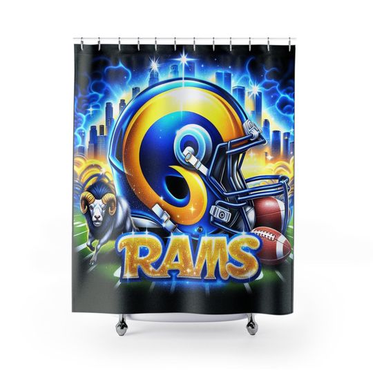 LA Football Shower Curtain - Sports Team Bathroom Decor, Game Day Gift, Football Fan Home Accessories, Unique Bathroom