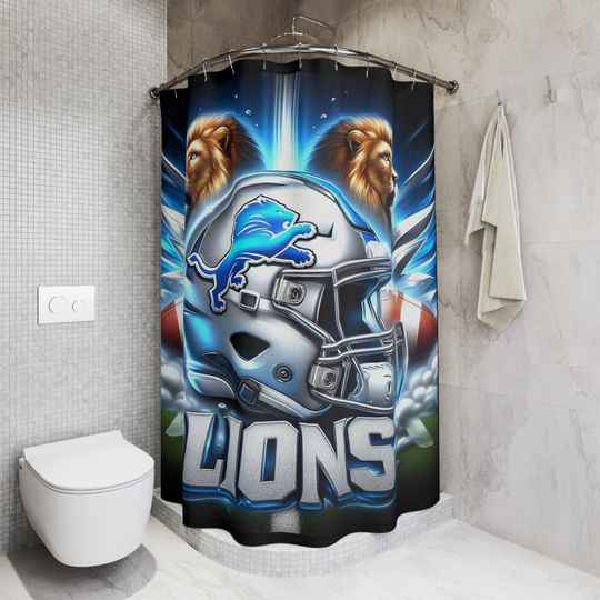 Discover Detroit Football Shower Curtain - Sports Team Bathroom Decor, Game Day Gift, Football Fan Home Accessories, Unique Bathroom