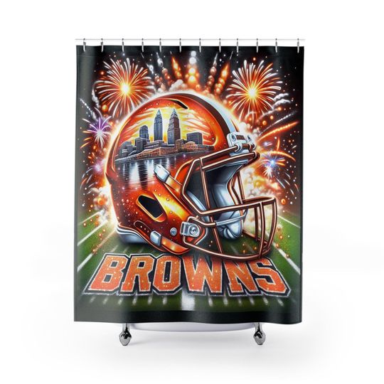 Discover Cleveland Football Shower Curtain - Sports Team Bathroom Decor, Game Day Gift, Football Fan Home Accessories, Unique Bathroom