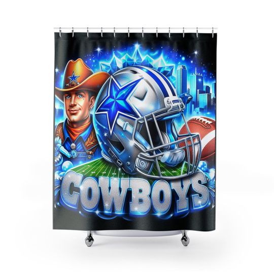 Discover Dallas Football Shower Curtain - Sports Team Bathroom Decor, Game Day Gift, Football Fan Home Accessories, Unique Bathroom