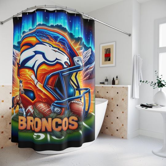 Discover Denver Football Shower Curtain - Sports Team Bathroom Decor, Game Day Gift, Football Fan Home Accessories, Unique Bathroom
