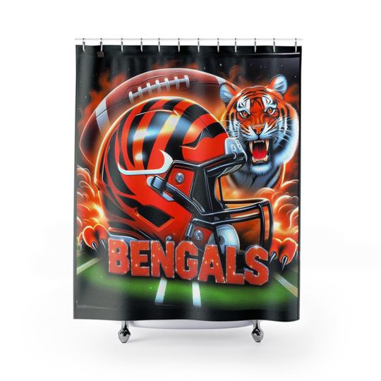 Cincinnati Football Shower Curtain - Sports Team Bathroom Decor, Game Day Gift, Football Fan Home Accessories, Unique Bathroom