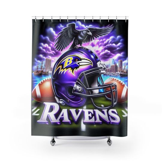 Baltimore Football Shower Curtain - Sports Team Bathroom Decor, Game Day Gift, Football Fan Home Accessories, Unique Bathroom