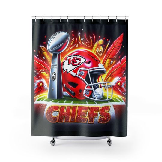 Kansas City Football Shower Curtain - Sports Team Bathroom Decor, Game Day Gift, Football Fan Home Accessories, Unique Bathroom