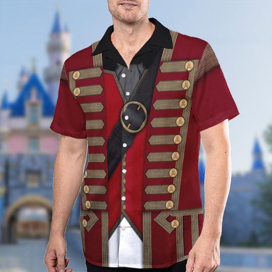 Peter Pan Villain Hawaiian Shirt, Captain Hook Costume All Over Print Button Up, Cartoon Character Hawaiian Shirt, Gift Shirt For Friend