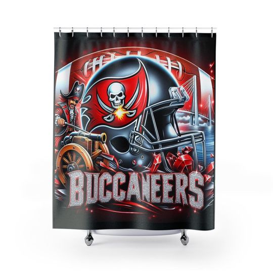 Tampa Bay Football Shower Curtain - Sports Team Bathroom Decor, Game Day Gift, Football Fan Home Accessories, Unique Bathroom