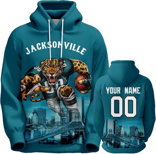 Custom Football Hoodie Mascots City Night Hooded Sweatshirt Personalized Name Number for Fans Gift Men Women Youth