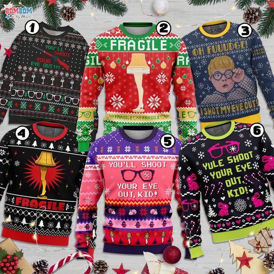 A Christmas Story Ugly Christmas Sweater, A Christmas Story, Leg Lamp, You'll Shoot Your Eye Out
