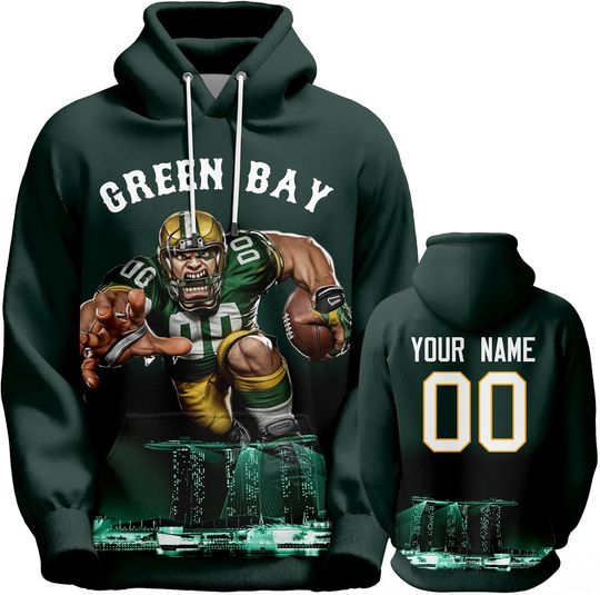 Discover Custom Football Hoodie Mascots City Night Hooded Sweatshirt Personalized Name Number for Fans Gift Men Women Youth