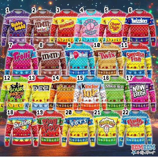 Discover Candy Chocolate Christmas Costumes Ugly Sweater, Candy Christmas Group, Chocolate Family Sweaters, Family Matching Halloween Christmas Party