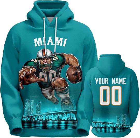 Discover Custom Football Hoodie Mascots City Night Hooded Sweatshirt Personalized Name Number for Fans Gift Men Women Youth