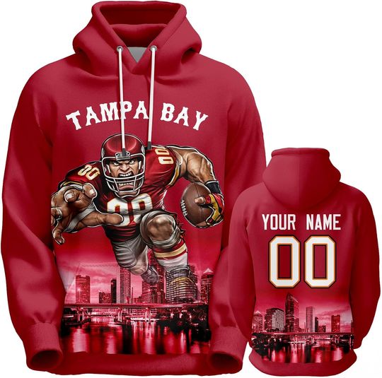 Discover Custom Football Hoodie Mascots City Night Hooded Sweatshirt Personalized Name Number for Fans Gift Men Women Youth