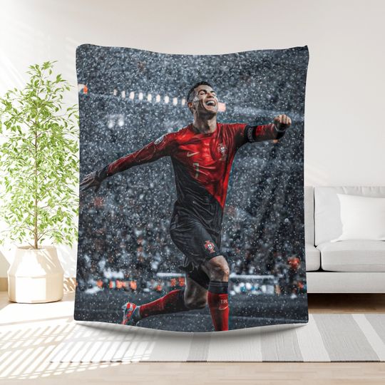 Ronaldo Football Blanket Boys Gift Idea Soccer Player Bedding Birthday Present Sports Lover