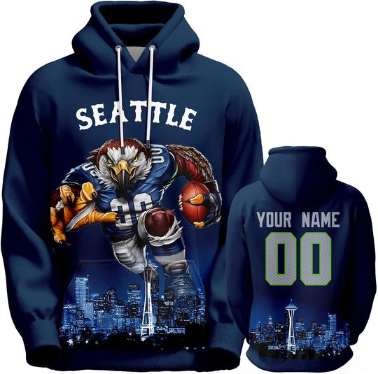 Discover Custom Football Hoodie Mascots City Night Hooded Sweatshirt Personalized Name Number for Fans Gift Men Women Youth