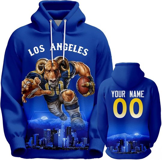 Discover Custom Football Hoodie Mascots City Night Hooded Sweatshirt Personalized Name Number for Fans Gift Men Women Youth