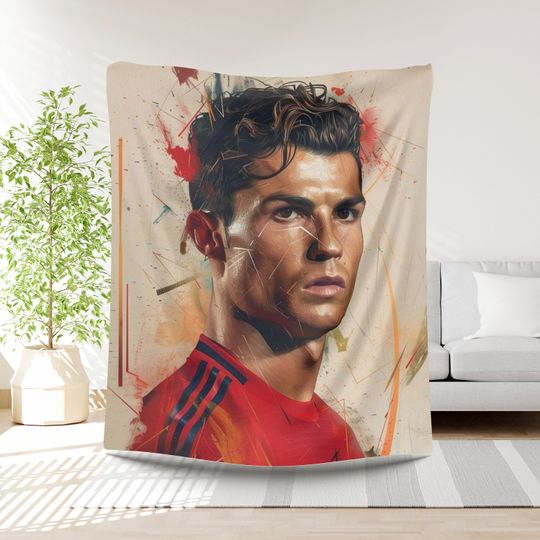 Ronaldo Football Blanket Boys Gift Idea Soccer Player Bedding Birthday Present Sports Lover