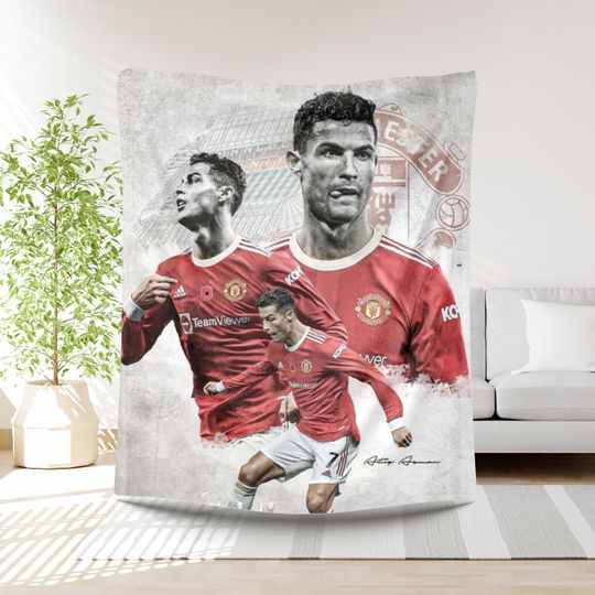 Ronaldo Football Blanket Boys Gift Idea Soccer Player Bedding Birthday Present Sports Lover
