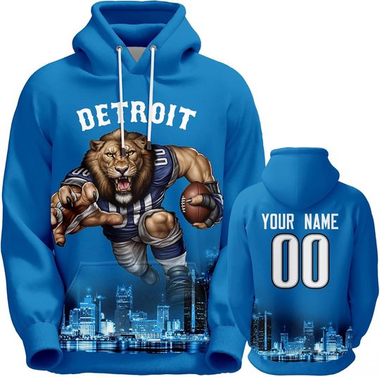Discover Custom Football Hoodie Mascots City Night Hooded Sweatshirt Personalized Name Number for Fans Gift Men Women Youth