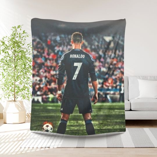 Ronaldo Football Blanket Boys Gift Idea Soccer Player Bedding Birthday Present Sports Lover