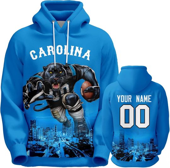 Discover Custom Football Hoodie Mascots City Night Hooded Sweatshirt Personalized Name Number for Fans Gift Men Women Youth