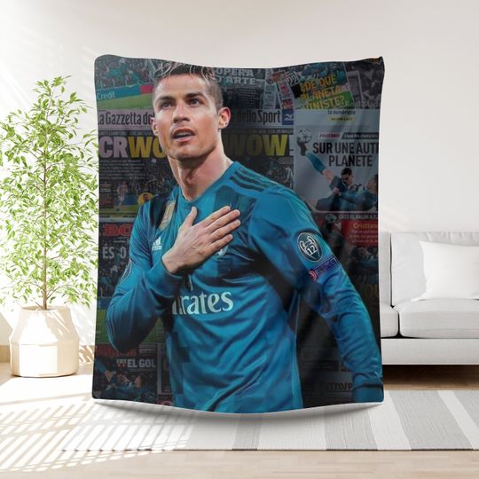 Ronaldo Football Blanket Boys Gift Idea Soccer Player Bedding Birthday Present Sports Lover