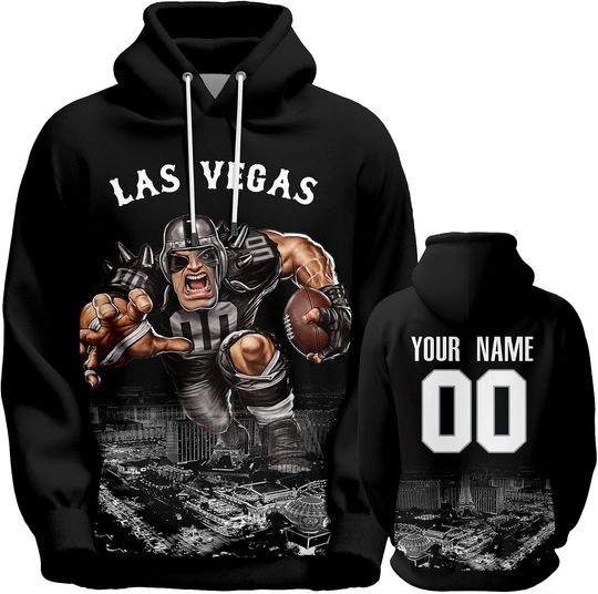 Discover Custom Football Hoodie Mascots City Night Hooded Sweatshirt Personalized Name Number for Fans Gift Men Women Youth
