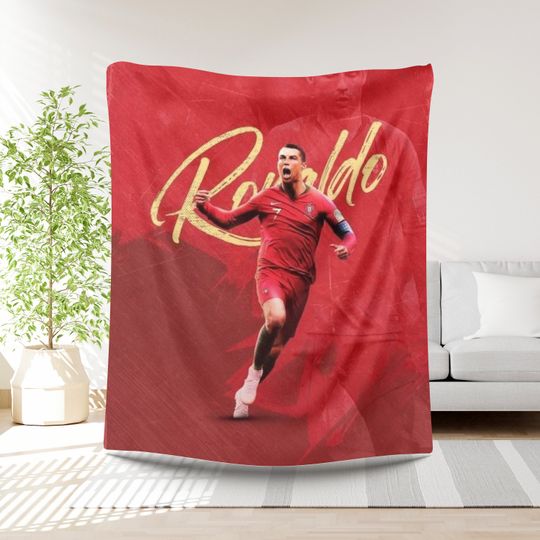 Ronaldo Football Blanket Boys Gift Idea Soccer Player Bedding Birthday Present Sports Lover