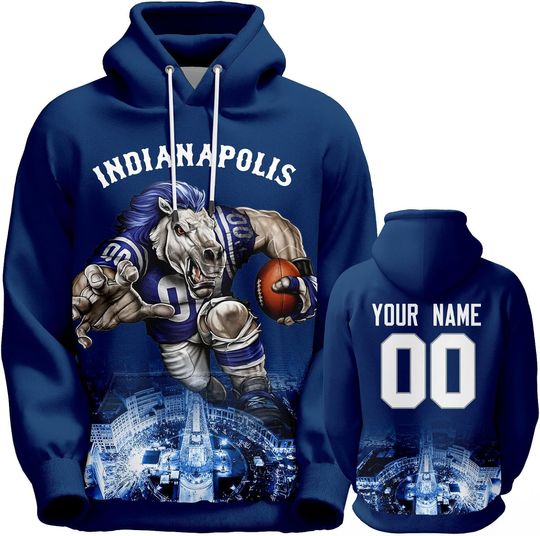 Discover Custom Football Hoodie Mascots City Night Hooded Sweatshirt Personalized Name Number for Fans Gift Men Women Youth