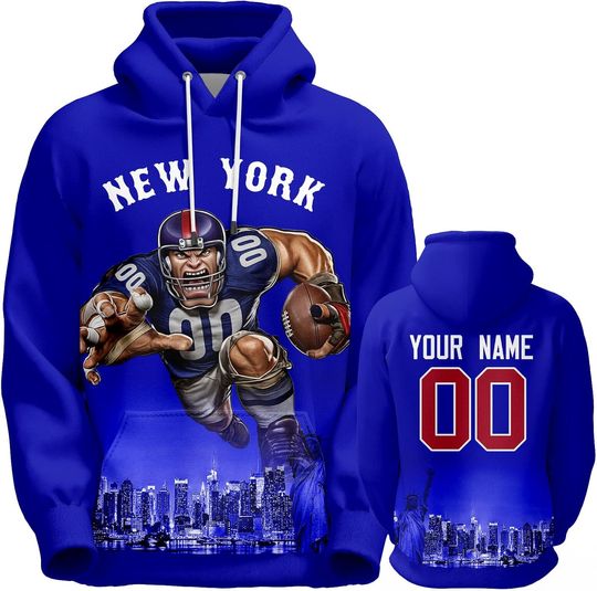 Discover Custom Football Hoodie Mascots City Night Hooded Sweatshirt Personalized Name Number for Fans Gift Men Women Youth