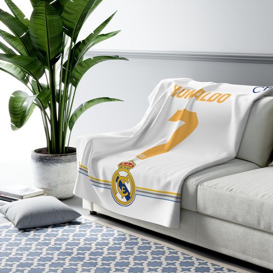 Cristiano Ronaldo Fleece Blanket, Soccer Football CR7 Fans, Real Madrid, Sport Birthday & Christmas Gift